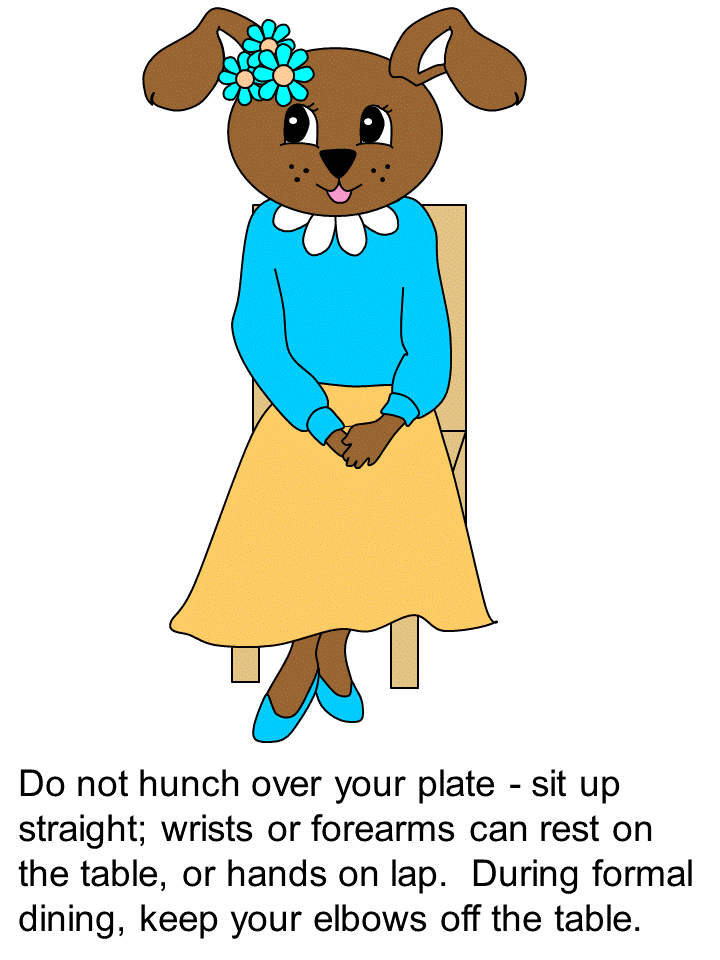 table manners coloring page - sit up