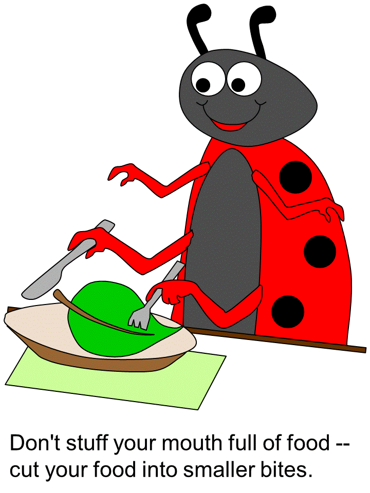 table manners coloring page - small bites