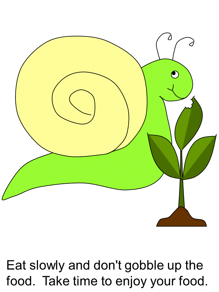 table manners coloring page - eat slowly