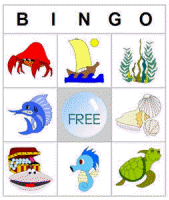 Ocean themed bingo cards.