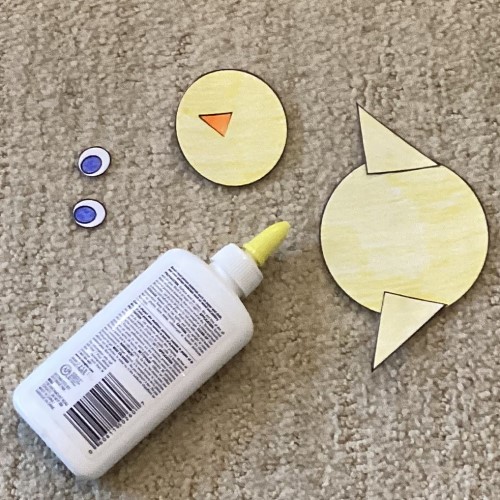 Easy Shapes Chick Paper Craft - glue