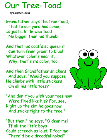 poem Our Tree-Toad by Evaleen Stein