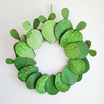 cactus paper plate wreath