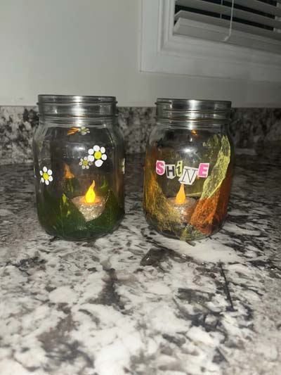 decoupage tealight candle jar with SHINE