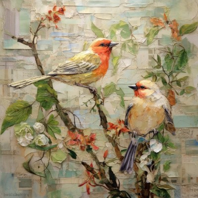 decoupage canvas - birds