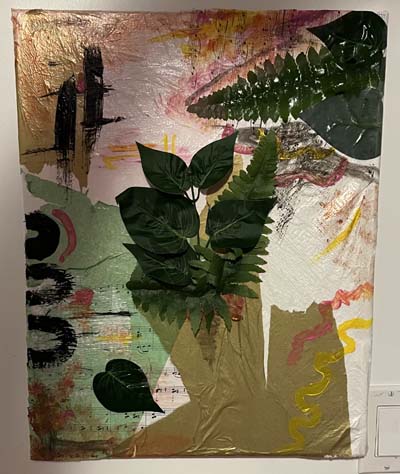 decoupage canvas - ferns and plants