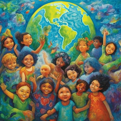 children celebrating their planet