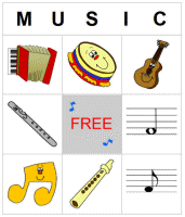 Music themed printable bingo cards.