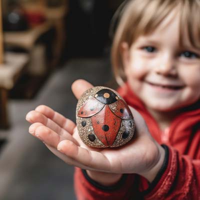 ladybug painted on a rock