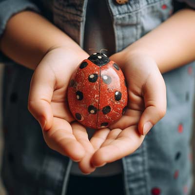 ladybug painted on a rock