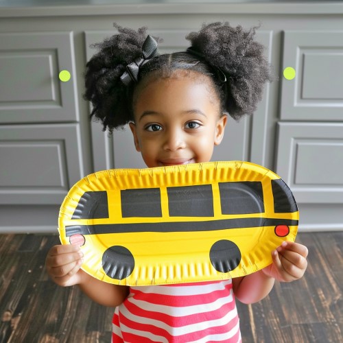 school bus paper plate craft