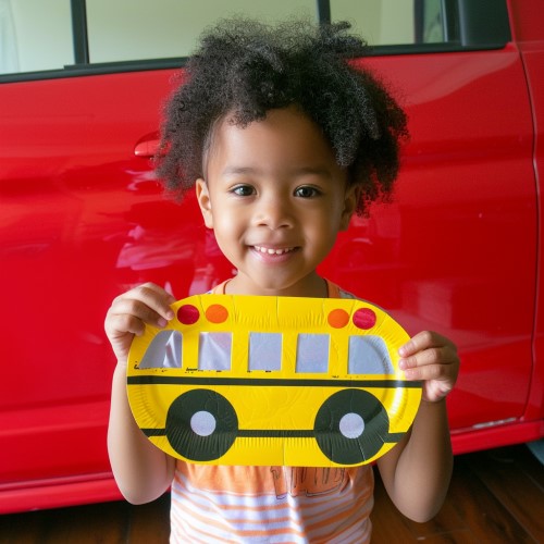 school bus paper plate craft