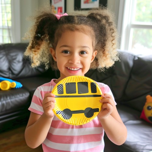 school bus paper plate craft