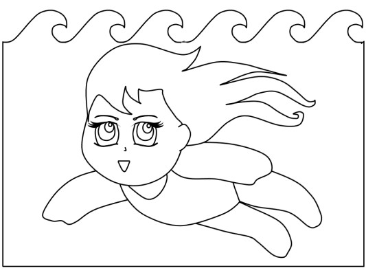 swimming coloring page