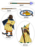 marie and the orange fish felt board characters
