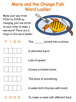 Marie and the Orange Fish Word Ladder Puzzle