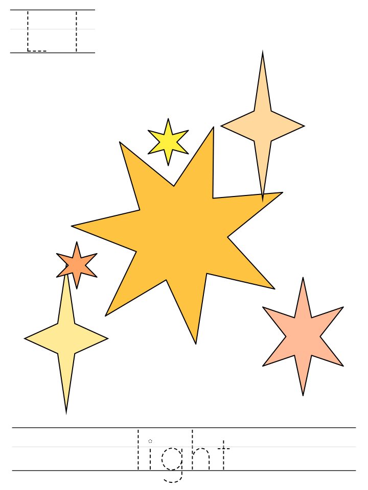 Printable print practice worksheet - Ll light