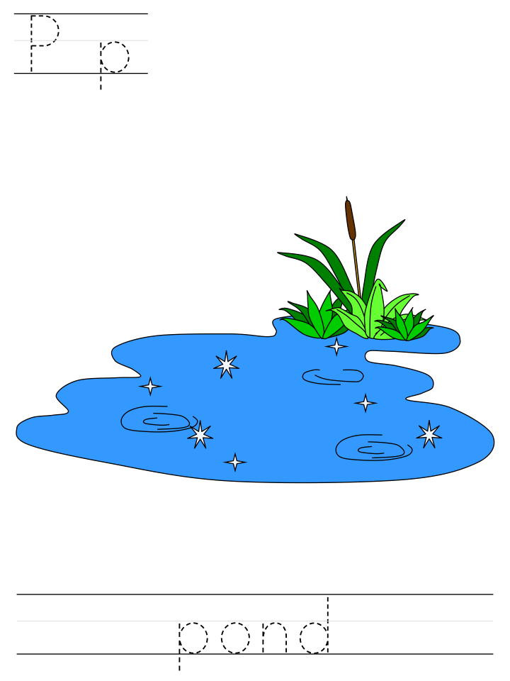 Printable print practice worksheet - Pp pond
