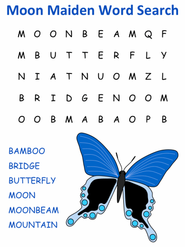 Moon Maiden word search puzzle