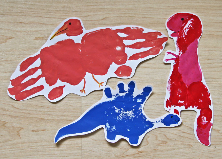 handprint dinosaur art project
