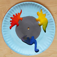 colour changing dinosaurs paper plate craft