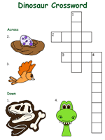 Dinosaur crossword puzzle worksheets