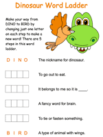 Dinosaur word ladder puzzles