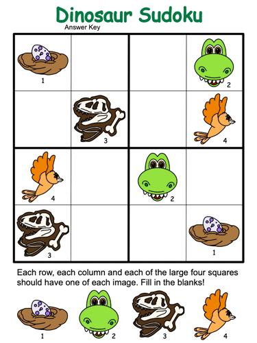 Dinosaur Sudoku Puzzles