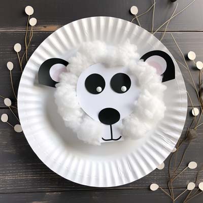 paper plate lamb craft with cotton balls
