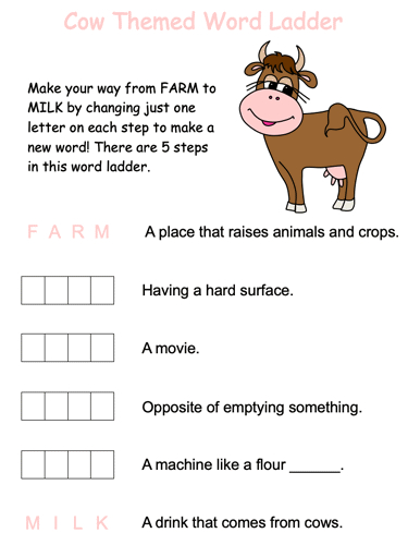 cow word ladder