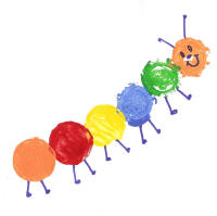 Circle caterpillar stampled with the bottom of a cup.