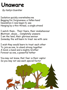 Poem: Unaware by Kaitlyn Guenther