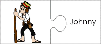 Johnny Appleseed word match puzzles