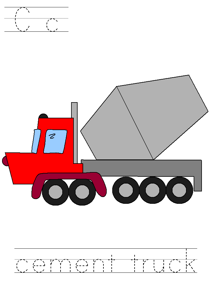 c is for cement truck tracer pages
