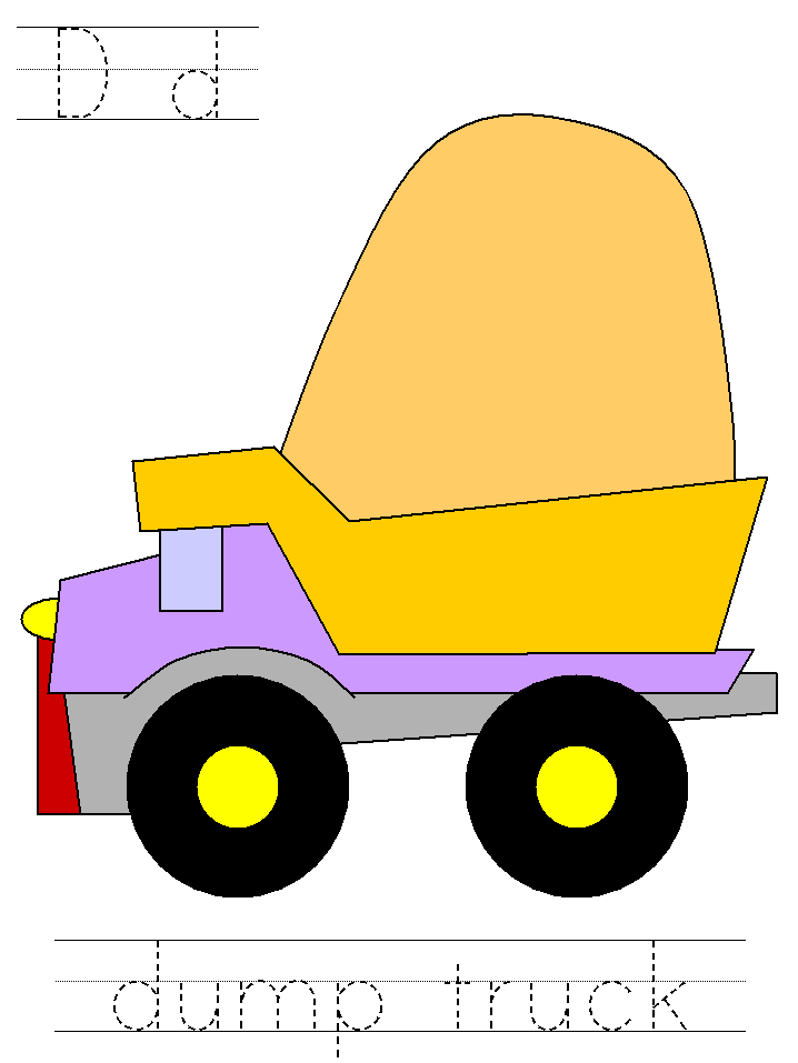 d is for dump truck tracer pages