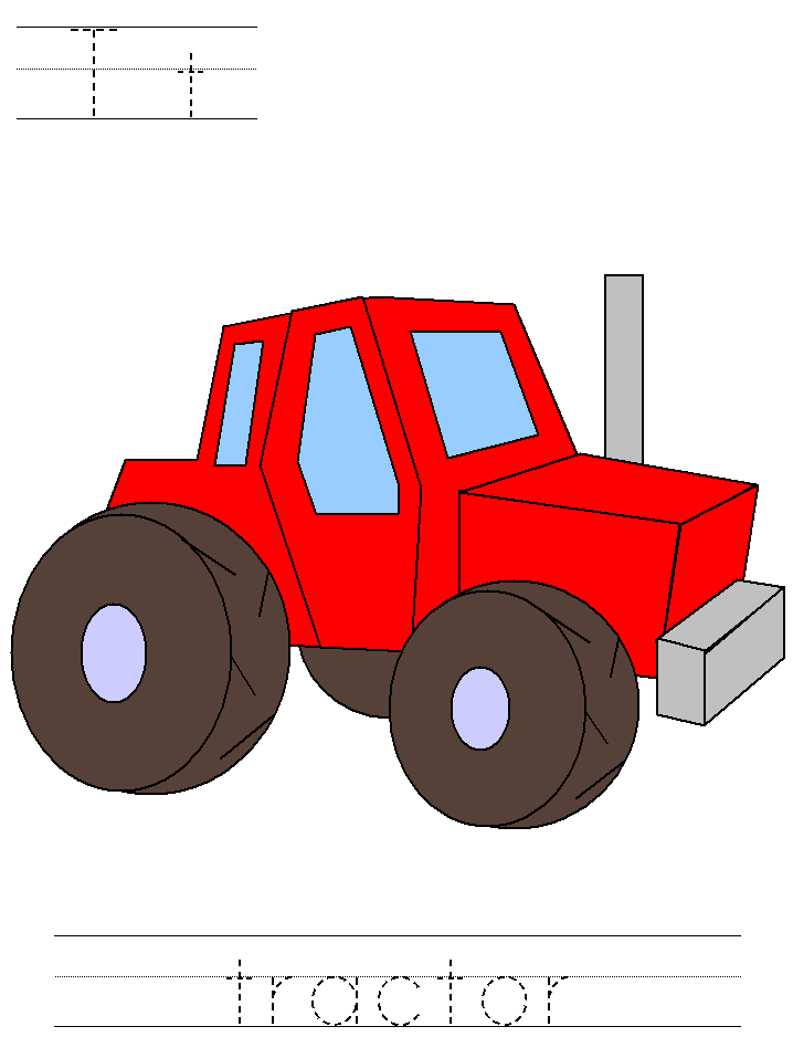 t is for tractor colouring pages
