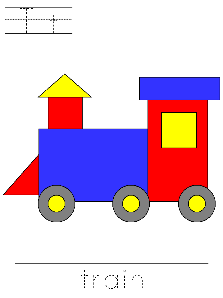 t is for train colouring pages