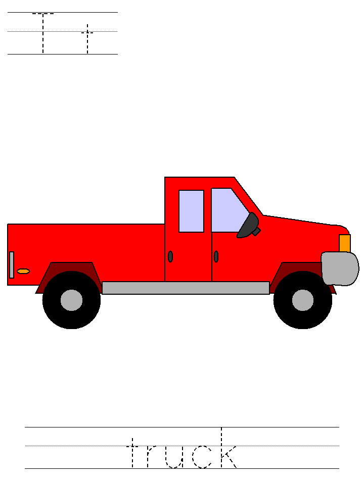 t is for truck colouring pages