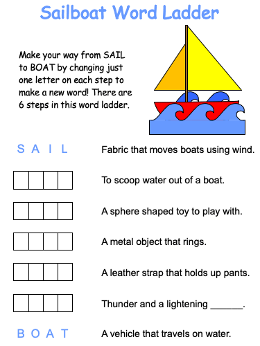 sailboat word ladder