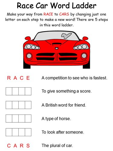 race car word ladder