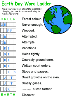 earth day word ladder puzzle