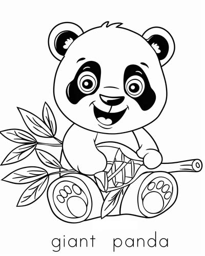 endangered animal coloring page of a panda