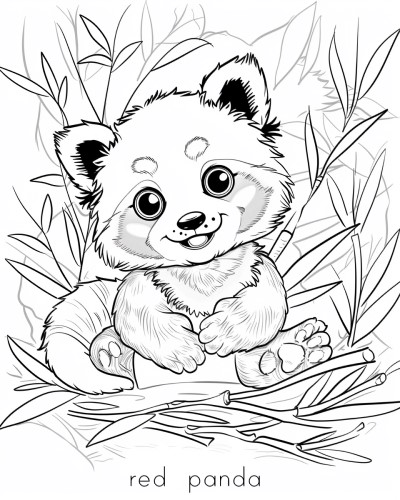 endangered animal coloring page of a red panda