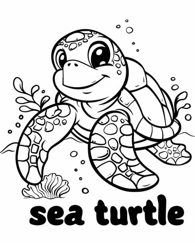 endangered animal coloring page of a sea turtle