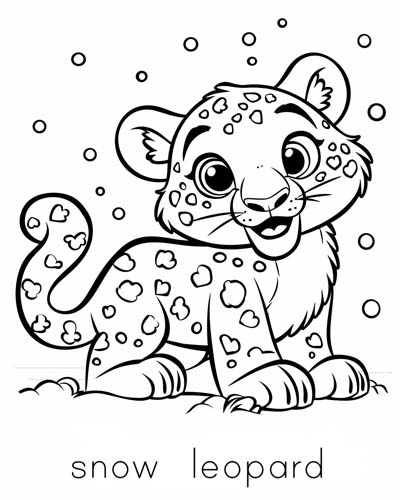 endangered animal coloring page of a snow leopard