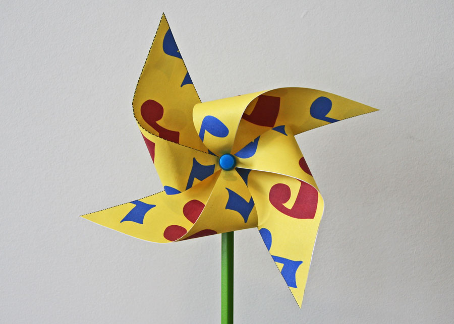 music-themed paper pinwheel craft