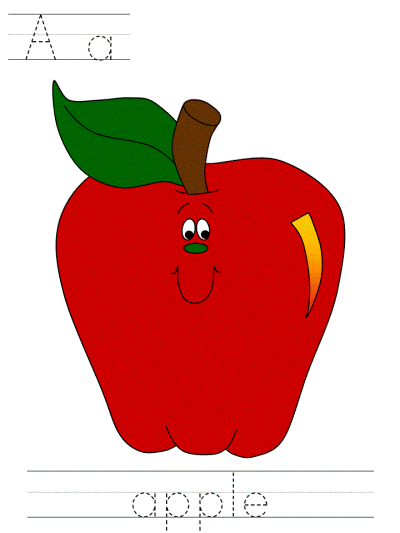 learn to print worksheets - Aa apple