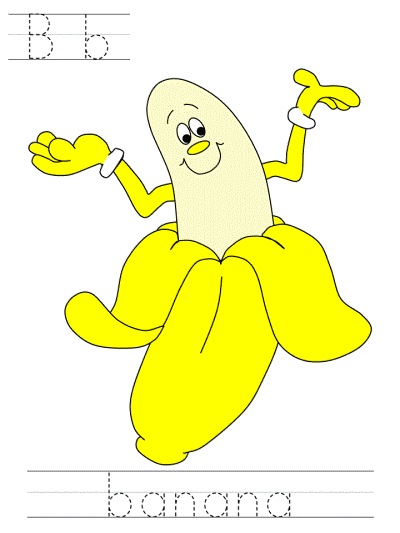 learn to print worksheets - Bb banana