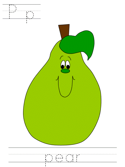 learn to print worksheets - Pp pear
