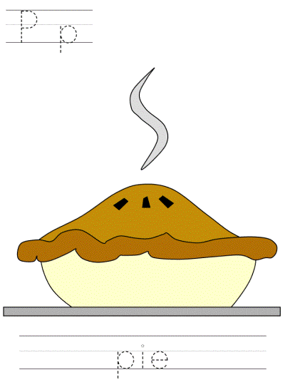 learn to print worksheets - Pp pie